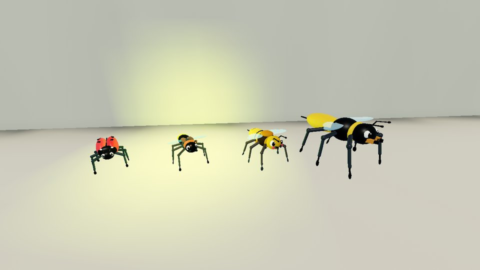 Ladybug, firefly with its glowing tail, bee and wasp.
