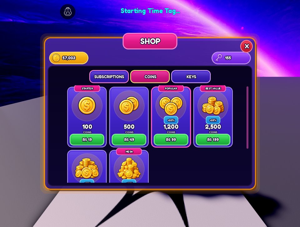 Coin bundles sold for Robux through Roblox's own checkout.